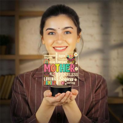 Inspirational Quote UV Print LED Lamp for Mom   Warm White Acrylic Night Light